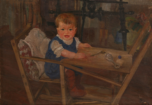 Nikolai RIABININ - Painting - Portrait of a girl