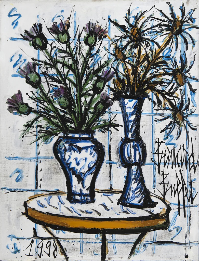 Vases de fleurs sur un guéridon | Bernard BUFFET | vente en ligne 
