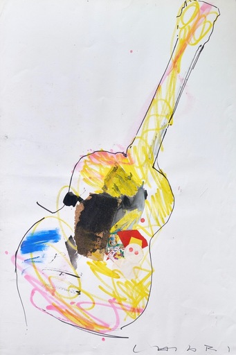 Giuseppe CHIARI - Disegno Acquarello - chitarra gialla