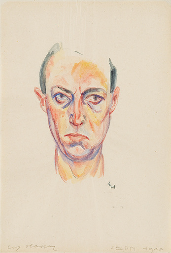 Carry HAUSER - Zeichnung Aquarell - self portrait, 1918