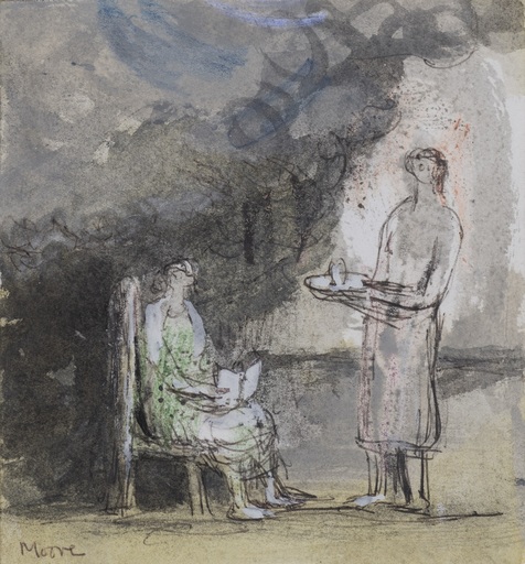 Henry MOORE - Disegno Acquarello - Teatime