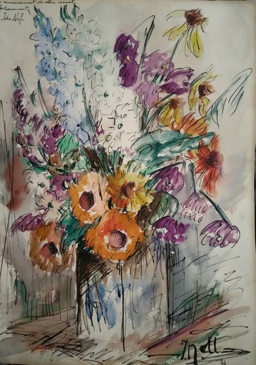 Ilse NELL - Zeichnung Aquarell - Bouquet