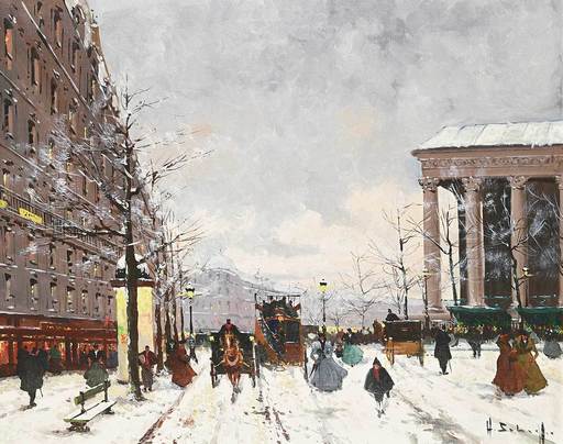 Henri-Alexis SCHAEFFER - Pintura - Untitled - Winter Street Scene
