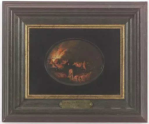 Johann Georg TRAUTMANN - Pintura - "Night Fire" by Johann Georg Trautmann, 18th Century 
