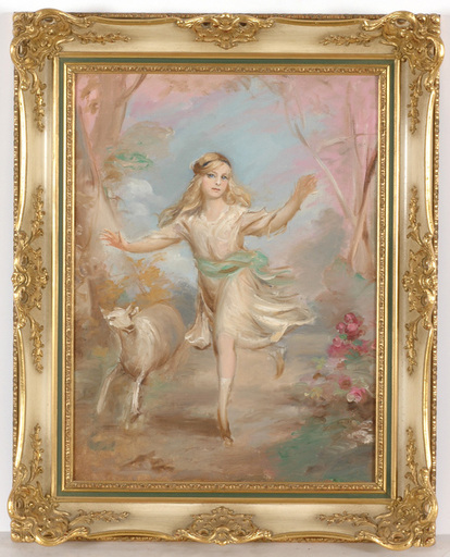 Adolf PIRSCH - Gemälde - "Beautiful shepherdess" oil painting, ca. 1910
