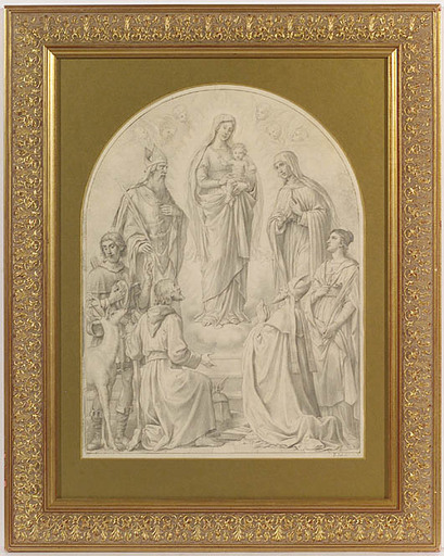 Franz JOBST - 水彩作品 - "Madonna with Child and Saints" by Franz Jobst, ca 1870 