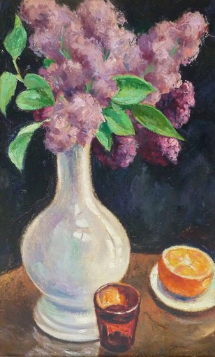 Georges DE POGEDAIEFF - Pintura - Bouquet of Lilacs and Orange