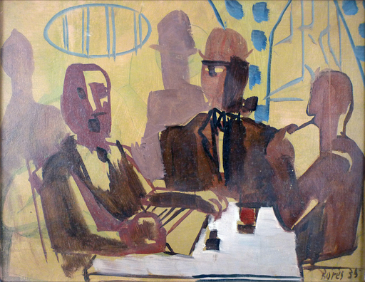 Francisco BORES - Gemälde - Les Fumeurs