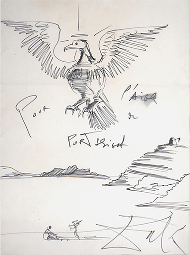 Salvador DALI - Dibujo Acuarela - The Eagle | L’aigle