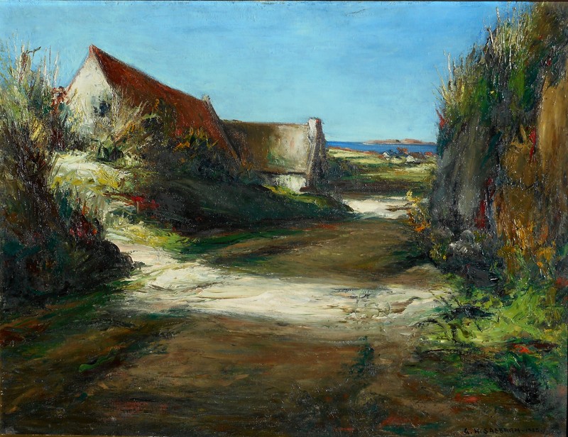 Georges Hanna SABBAGH - Painting - le chemin de TREGASTEL en BRETAGNE