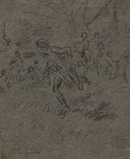 August RITTER VON PETTENKOFEN - Zeichnung Aquarell - "Attack", late 19th Century