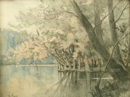 Émile APPAY - Zeichnung Aquarell - La rivière