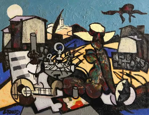 Claude VENARD - Painting - Bain de soleil