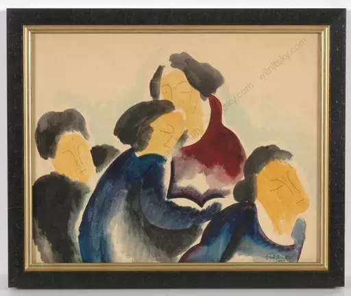 Boris DEUTSCH - Drawing-Watercolor - "Four women"