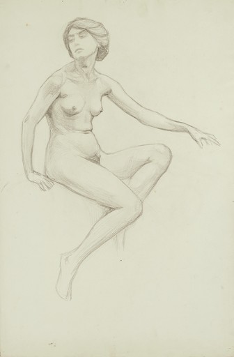 Sigmund LIPINSKY - Zeichnung Aquarell - Sitzender weiblicher Akt