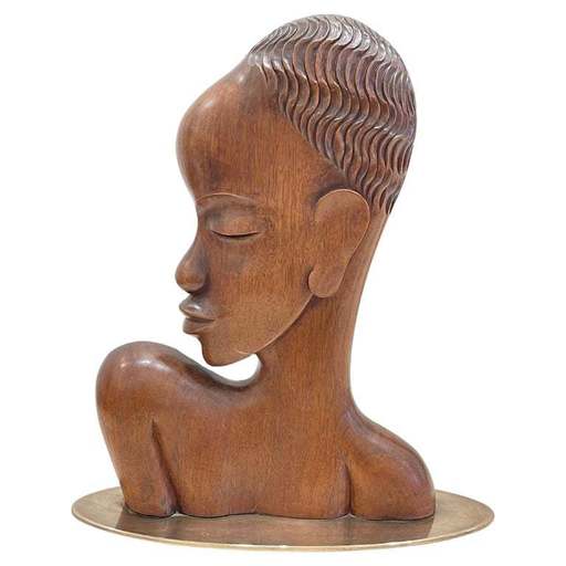 Karl HAGENAUER - Skulptur Volumen - Sculpture en bois représentant une femme africaine