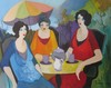 Isaac TARKAY - Gemälde - *Three Woman Under Unbrella