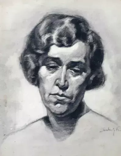 Frigyes STROBENTZ - Disegno Acquarello - Portrait of a Lady