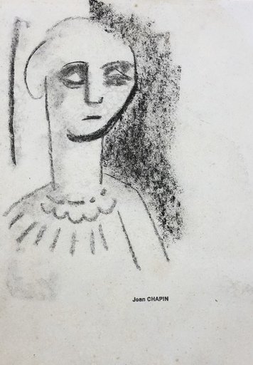 Jean CHAPIN - Disegno Acquarello - Visage 