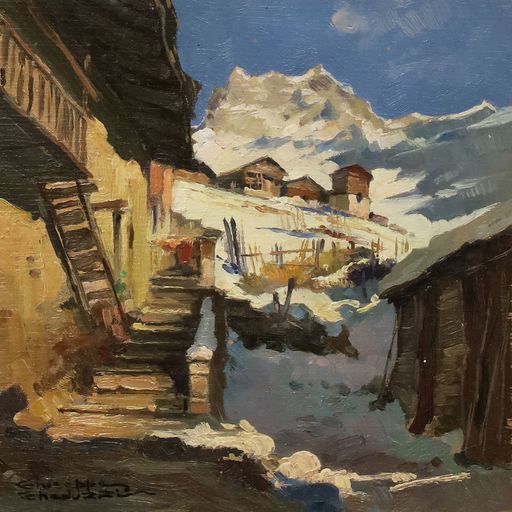 Giuseppe GHEDUZZI - Gemälde - Paesaggio innevato