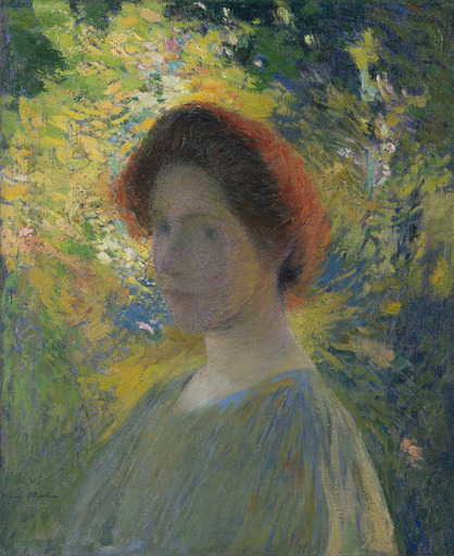 Henri MARTIN - Painting - Jeune fille sous les ombrages