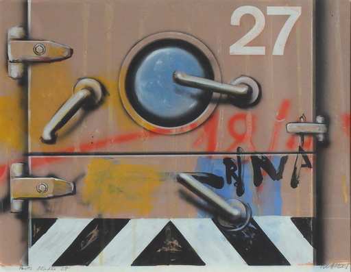 Peter KLASEN - Drawing-Watercolor - Porte blindée 27