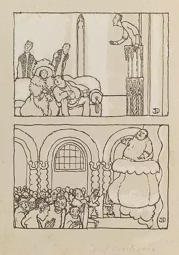 Josef DANILOWATZ - Dibujo Acuarela - "Preacher for Rich and Poor", ca.1900