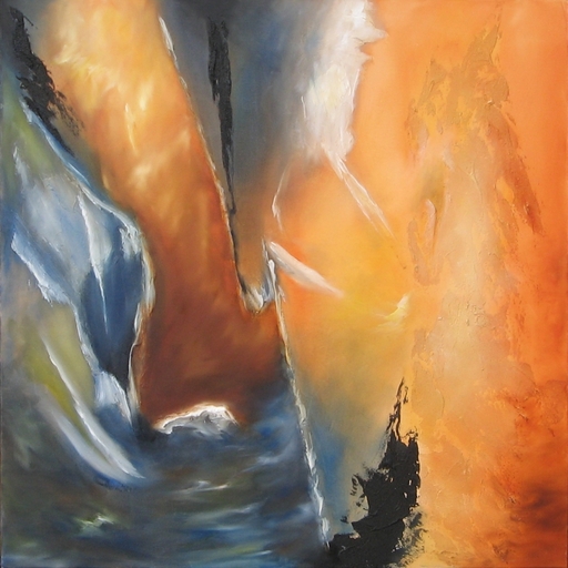 Fabienne RIBEYROLLES - Painting - Bleu Orange