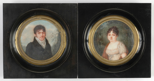 Joseph TASSY - Zeichnung Aquarell - "Two portraits of a married couple" miniatures, ca 1800 