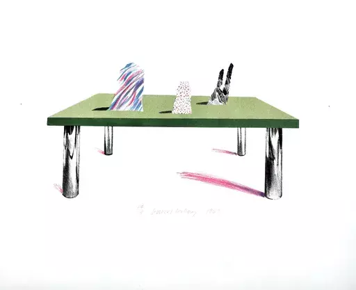 大卫•霍克尼 - 版画 - Glass Table with Objects
