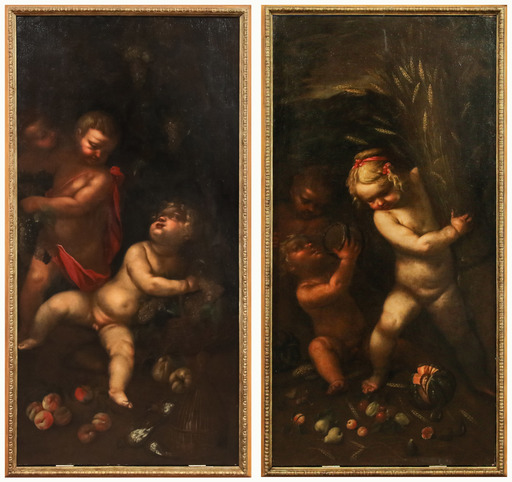 Giovanni Stefano DANEDI - Gemälde - Pair of cheering cherubs