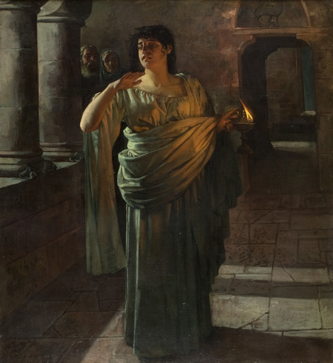 Wilhelm TRÜBNER - Peinture - Schlafwandelnde Lady Macbeth