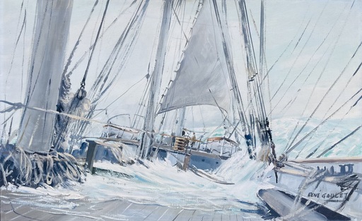 René GOULET - Pittura - barques par gros temps