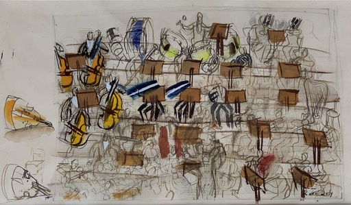 Raoul DUFY - Drawing-Watercolor - Orchestra/ Orchestre