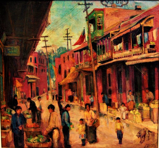 Florence Upson YOUNG - Gemälde - Marketplace Chinatown. Los Angeles. USA