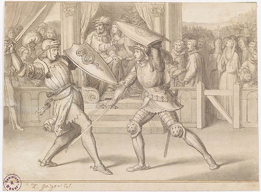 Karl Joseph GEIGER - Dibujo Acuarela - "Knight Tournament", Drawing, early 19th Century