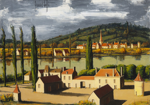 Bernard BUFFET - Peinture - Le Château et la Loire