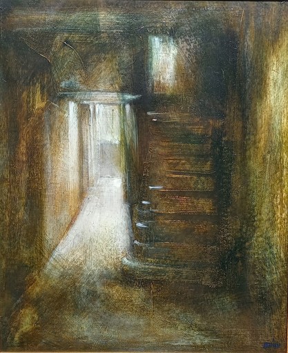 Pierre LAFFILLÉ - Gemälde - ESCALIER B RUE TAILLANDIER