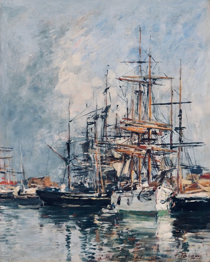 Eugène BOUDIN - Painting - Trouville. Le Port. (Ca.1885-1890)