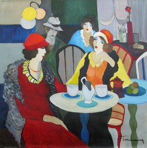 Isaac TARKAY - Painting - * Meeting at the Cafe
