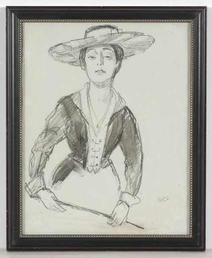 Emil ORLIK - Drawing-Watercolor - "Portrait of a lady", drawing, 1910s