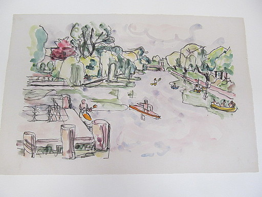 Ivo HAUPTMANN - Drawing-Watercolor - Ruderboote auf der Alster