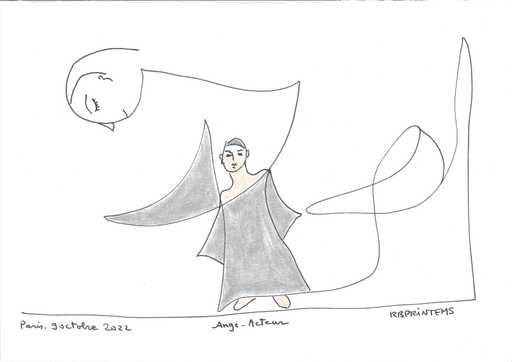 Reine BUD-PRINTEMS - Zeichnung Aquarell - "Ange-Acteur"