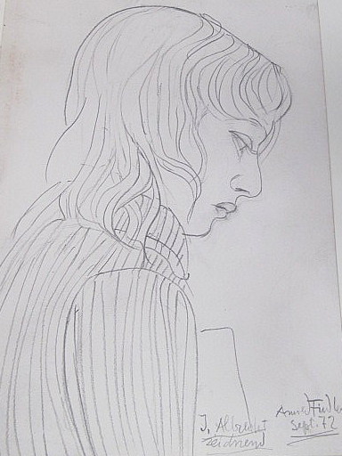 Arnold FIEDLER - Drawing-Watercolor - J. Albrecht zeichnend. Frauenporträt.