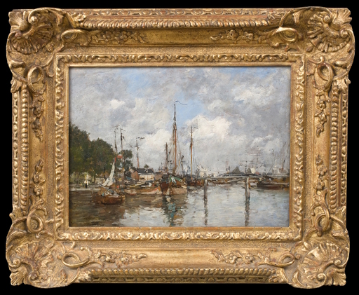 Eugène BOUDIN - Painting - Trouville, Un coin du port