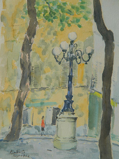 Eiichi SAITO - Drawing-Watercolor - PARIS - PLACE FURSTENBERG