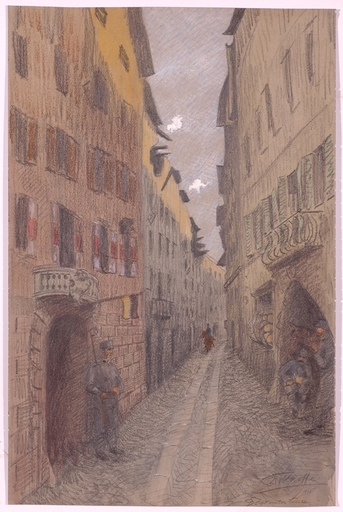 Robert Heinrich VON DOBLHOFF - Drawing-Watercolor - "Borgo in South Tyrol. WWI", 1916