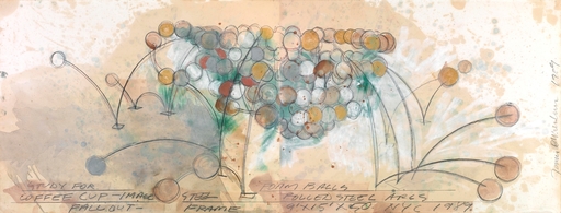 Dennis OPPENHEIM - Zeichnung Aquarell - “Study for Coffee Cup- Image fall out”
