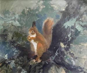 Hans BJÖRKLIND - 绘画 - The Squirrel in the Forest