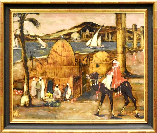 John MICHAUX - Peinture - Tripoli harbour in Libya – Circa 1930-1932